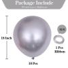 10pcs 18 inch Metallic Silver Balloons, Thick Latex Chrome Helium Balloons for Birthday Family Party Wedding Party Baby Shower Decoration Supplies view 2