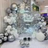10pcs 18 inch Metallic Silver Balloons, Thick Latex Chrome Helium Balloons for Birthday Family Party Wedding Party Baby Shower Decoration Supplies view 4