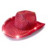 YADIRF Led Hat Cowboy Sequin Party Cap Flashing Light Up Dance Party Cowboy For Halloween Costume Cosplay Holiday (Red) view 1