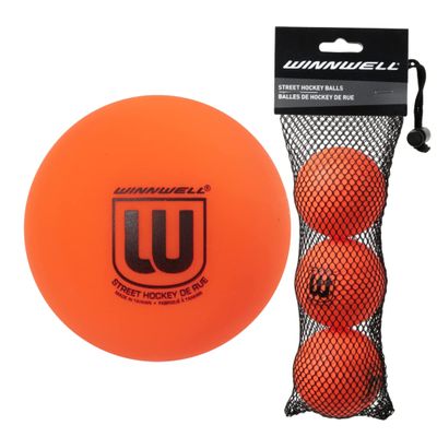 Winnwell Sports Street Hockey Balls - Indoor & Outdoor Balls with Storage Bag - Hockey Gear Ideal for Field, Road, Or Street Hockey Games 65mm & 50 Gram Weight