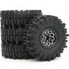 HOBBYSOUL 1.9 Beadlock Wheels and Tires Set 120mm Soft Sticky Mud slingers 1.9 Tires Wheels Black Rims for 1/10 rc Crawler Traxxas TRX4 Axial SCX10, (4 Pack) view 1