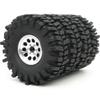 HOBBYSOUL 1.9 Crawler Tires and Wheels 120mm Soft Sticky 1.9 Mud Slingers Tires & 1.9 Beadlock Wheels Silver Rim for 1/10 RC Crawler Traxxas TRX4 Axial SCX10, (4 Pack) view 1