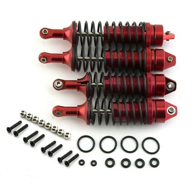 4pcs Full Alloy Front Rear Shocks Absorber Damper 90mm 100mm Hole to Hole for RC LOSI 1/10 Lasernut U4 Tenacity DB Pro TT Pro 4WD SCT Upgrade Parts (Red)