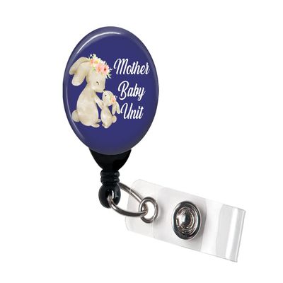 Retractable Badge Reel - Mother Baby Unit Bunnies - Badge Holder with Swivel Clip/Mother Baby Unit/Baby Nurse