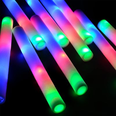 SUIGREOY Glow Sticks Bulk,200 Pcs LED Foam Sticks Glow In The Dark Party Supplies with 3 Modes Colorful Flashing for Birthday Wedding Party Halloween Christmas