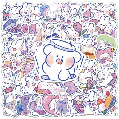50Pieces Kawaii Rabbit Stickers for Kids Cute Waterproof Vinyl Stickers for Laptops Skateboard Computer Bicycle Car Water Bottles DIY Decals
