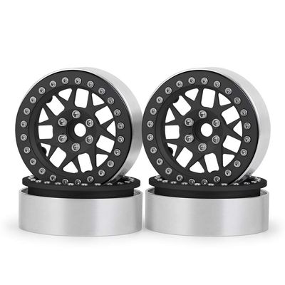 Replacement Part For 2.2inch Alloy Beadlock Wheel Rims For Wraith 1/10 RC Crawler 25MM Width - (Color: Matte Black 4pcs)