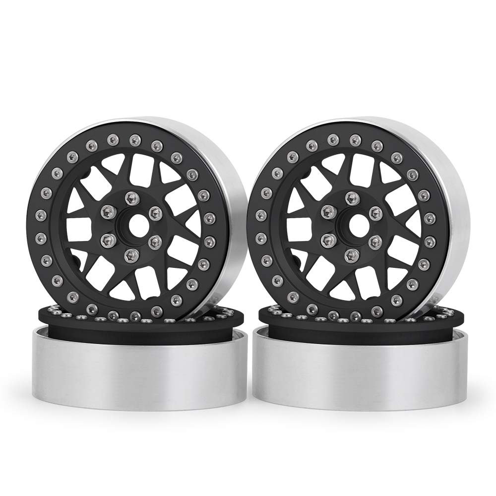 Replacement Part For 2.2inch Alloy Beadlock Wheel Rims For Wraith 1/10 RC Crawler 25MM Width - (Color: Matte Black 4pcs)