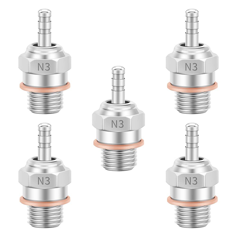 GLOBACT RC Glow Plugs 70117#3 N3 Hot Spark Nitro Engine Parts Replace OS 8 for Redcat Kyosho HSP HPI 1/8 1/10 Scale RC Car Truck Buggy (5pcs)