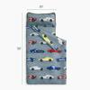 Wake In Cloud - Toddler Nap Mat with Pillow and Blanket, for Kids Boys Ages 3 Plus in Kindergarten Daycare Preschool, Roll Up Sleeping Bag, Race Cars Vehicles, Grey, Standard view 2
