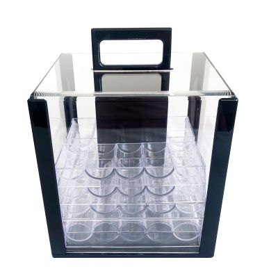 Yuanhe Deluxe Acrylic Poker Chip Case - 1000 Chips Capacity, 10 Chip Racks/Trays