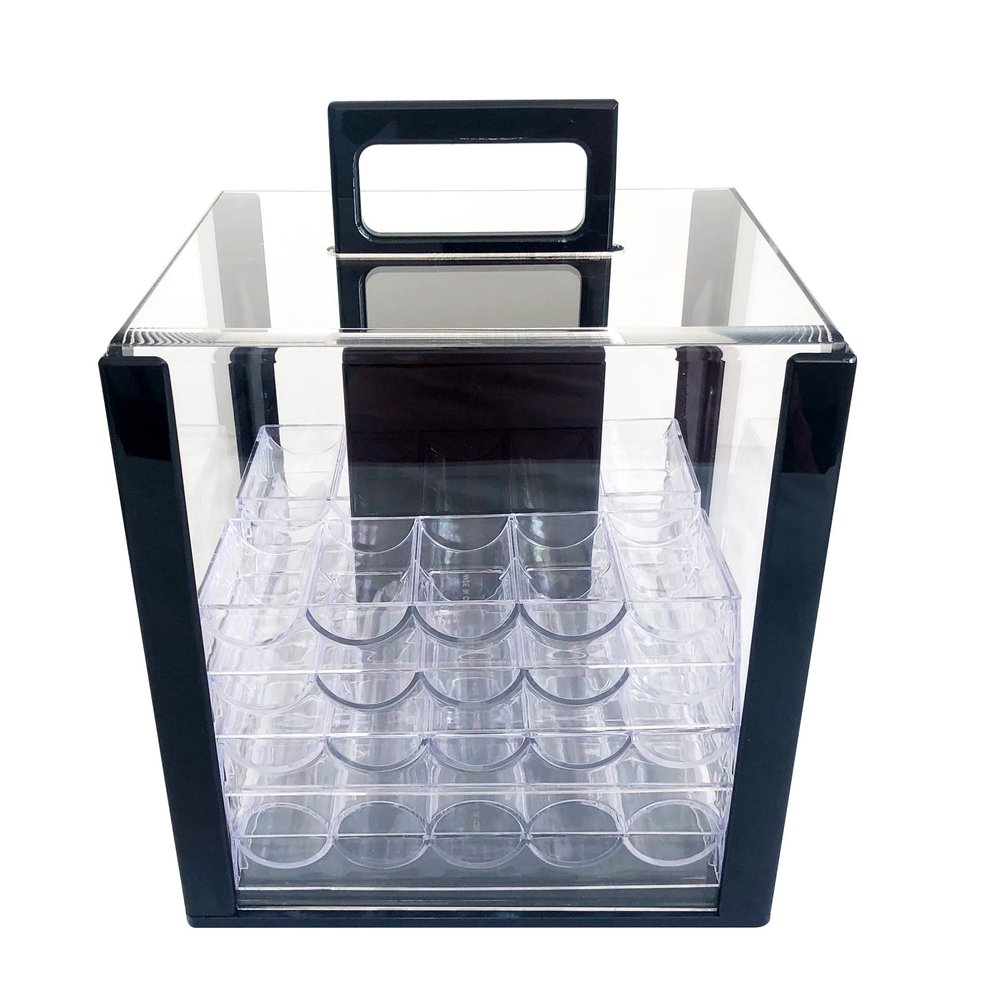Yuanhe Deluxe Acrylic Poker Chip Case - 1000 Chips Capacity, 10 Chip Racks/Trays