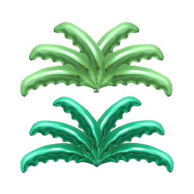 12pcs Palm Tree Leaves Balloons Helium Foil Green Coconut Tree Leaves Balloons for Birthday Wedding Baby Shower Hawaii Luau Tropical Party Decorations