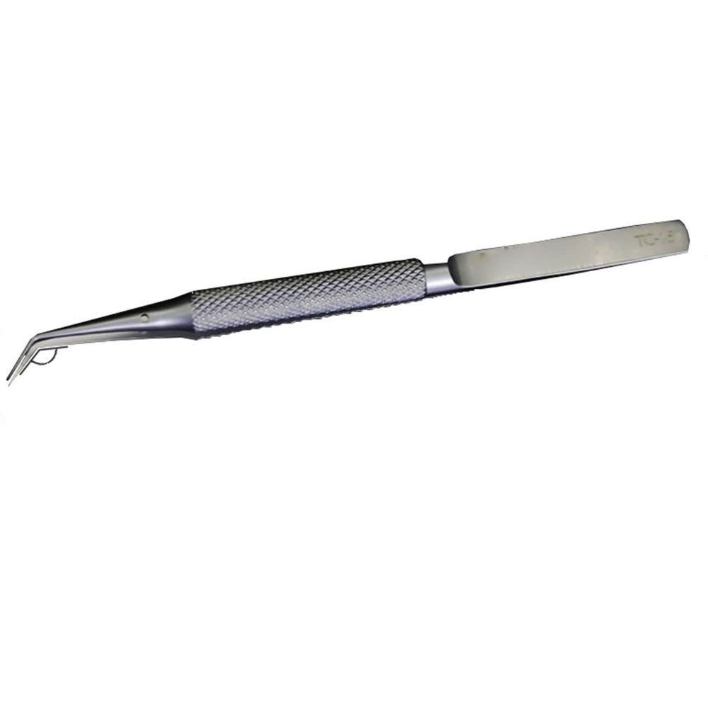 Lab Microscope Slides Titanium Alloy Microscope Fly-line Curved Straight Tweezers Microscope Parts (Tweezer Tip Type : TC-15)
