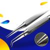 Lab Microscope Slides Titanium Alloy Microscope Fly-line Curved Straight Tweezers Microscope Parts (Tweezer Tip Type : TC-15) view 4