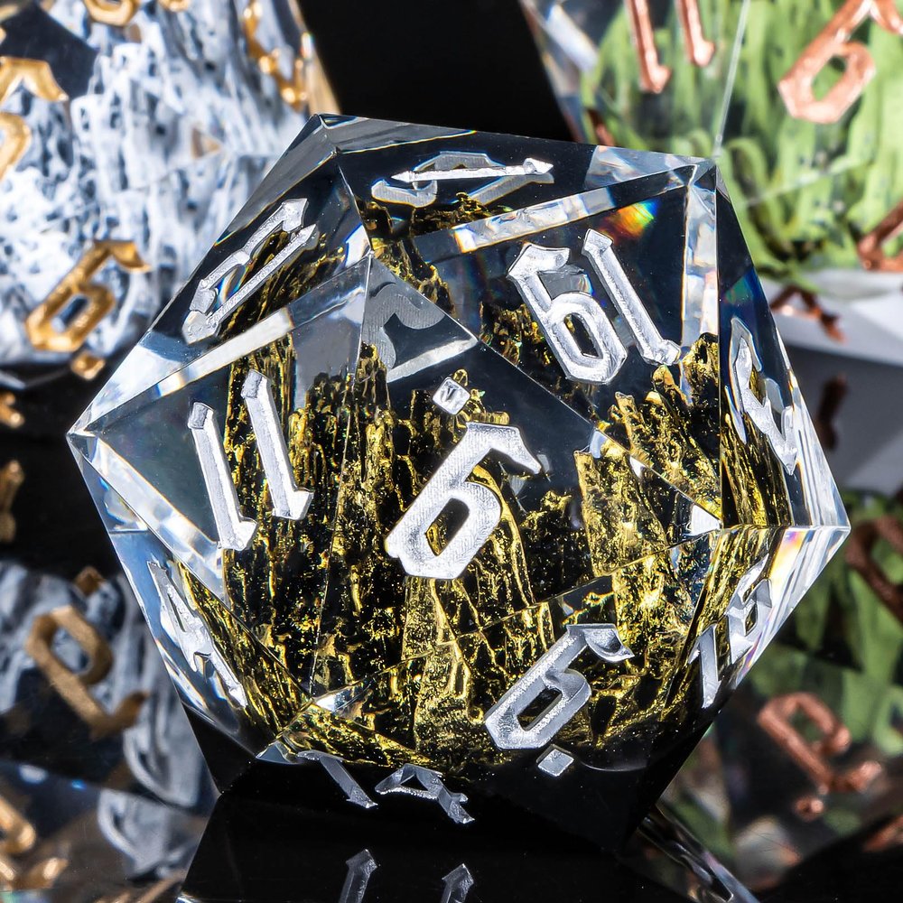 KERWELLSI Resin DND Dice Set, Single Giant 33mm D20 Dice with Gift Box, Role Playing Polyhedral Nature Mountain Sharp Edged D&D Dice