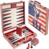 15 Inches Backgammon Sets for Adults Leather Travel Backgammon Set with American Flag Design Claasic Backgamon Board Game for Friends Party or Family Game Night view 1