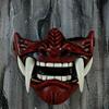 asky Japanese Hannya Mask Demon Oni Samurai NOH Kabuki Prajna Devil Half Face Mask Cosplay (Red) view 2