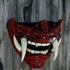 asky Japanese Hannya Mask Demon Oni Samurai NOH Kabuki Prajna Devil Half Face Mask Cosplay (Red) view 3