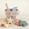 BLUE GINKGO Modern Baby Toys | Travel Friendly Beach Set | Silicone Bucket, Shovel, 4 Sand Molds, Bag | Sand Toys for Toddlers, Kids - 7pc (Pale Pink) view 3