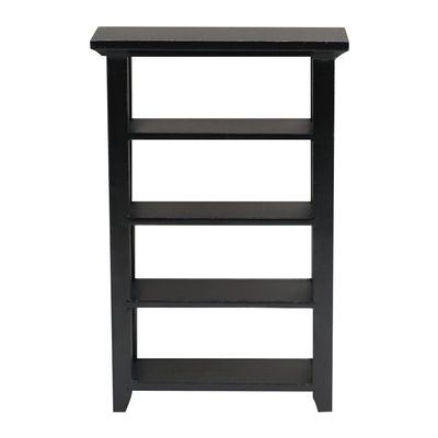 Toyvian Miniature Furniture Model Black Flower Shelf Bookcase 4-Layer Dollhouse Bookcase for Kids Indoor Mini Decor and Educational Play