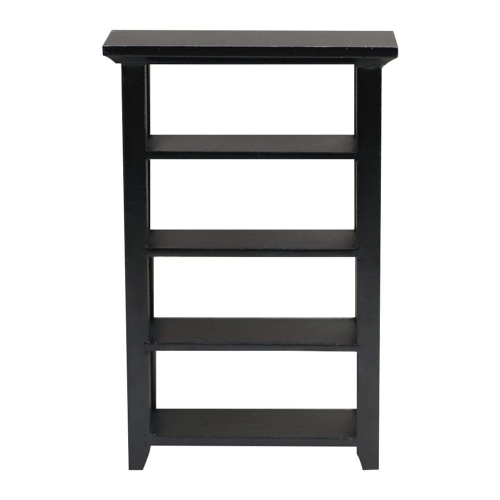 Toyvian Miniature Furniture Model Black Flower Shelf Bookcase 4-Layer Dollhouse Bookcase for Kids Indoor Mini Decor and Educational Play