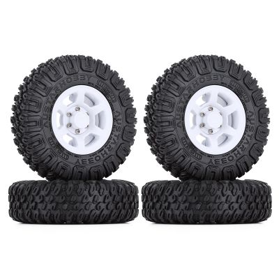 LAFEINA 1.55 inch Beadlock Plastic Wheel Rim and 85mm Rubber Tire for 1:10 RC Crawler Car D90 TF2 Tamiya CC01 LC70 MST JIMNY 90069 (White)