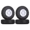 LAFEINA 1.55 inch Beadlock Plastic Wheel Rim and 85mm Rubber Tire for 1:10 RC Crawler Car D90 TF2 Tamiya CC01 LC70 MST JIMNY 90069 (White) view 1