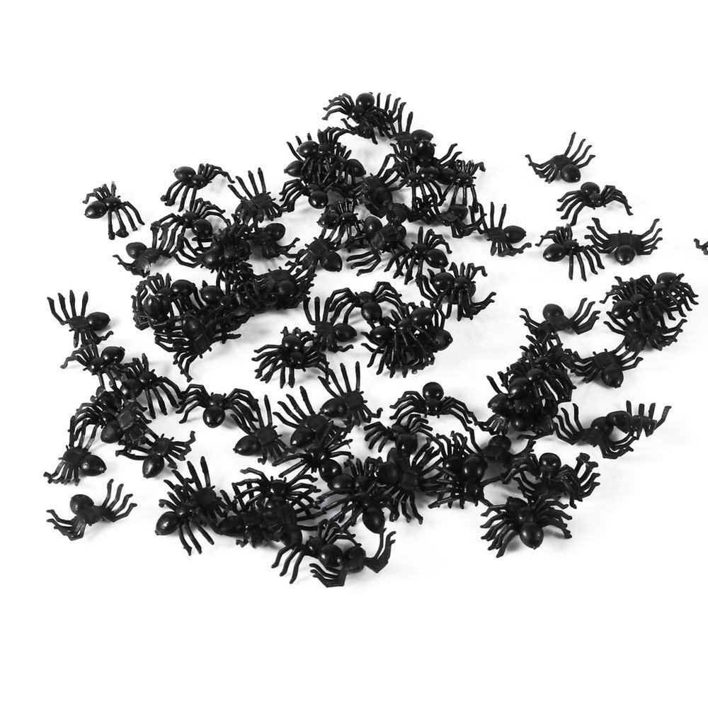 50pcs, Black Plastic Fake Spider Toys, Small Black Plastic Black Spider, Halloween decorative spiders, Plastic Spiders Party Favor for Halloween Party Decorations, Black Plastic Fake Spider Toys,