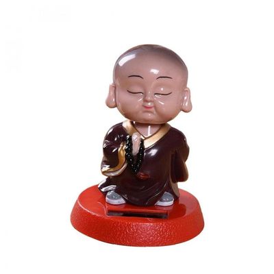 Solar Power Dancing Figure Little Monk Novelty Desk Car Toy Ornament Figurines Mniatures Fun Toys