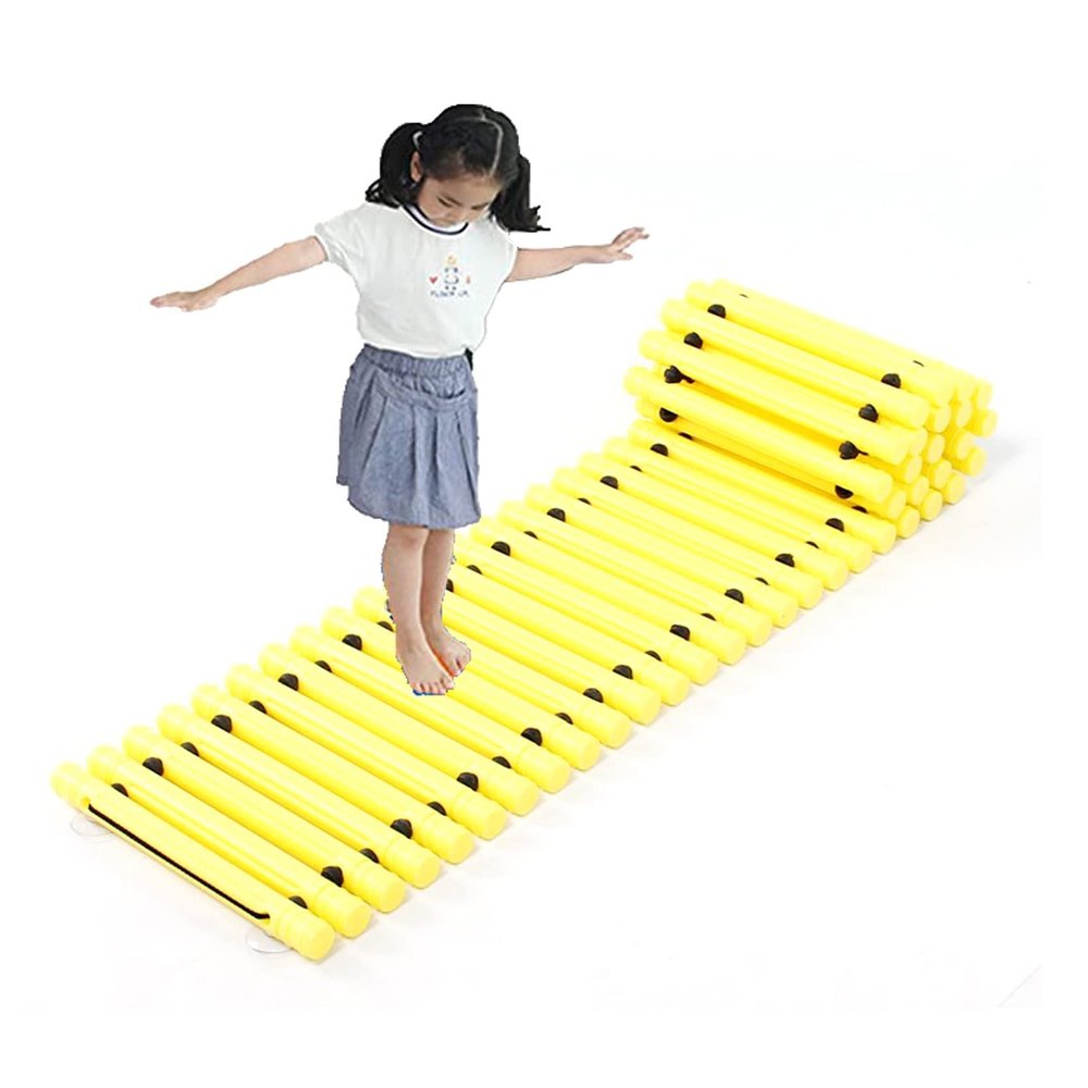 Balance Boards Children's Agility Balance Training Equipment, Kindergarten Balance Trail, Promote Agility, Strength, Active Play, Boy Girl Party Birthday Gift (Color : Light Yellow)