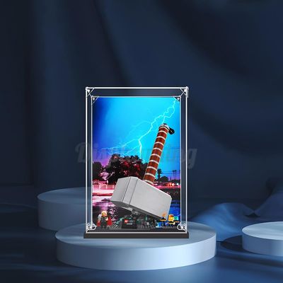 Acrylic Display case Compatible with Thor's Hammer 76209 (Model Set is not Included) (with Theme Background)