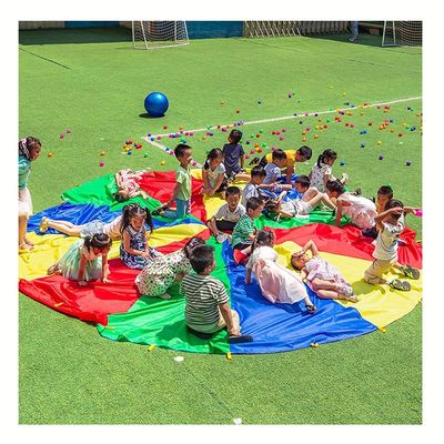 Solitaries Children Rainbow Playing with Parachute with Balance Ball, Multiplayer Coop Game Toy