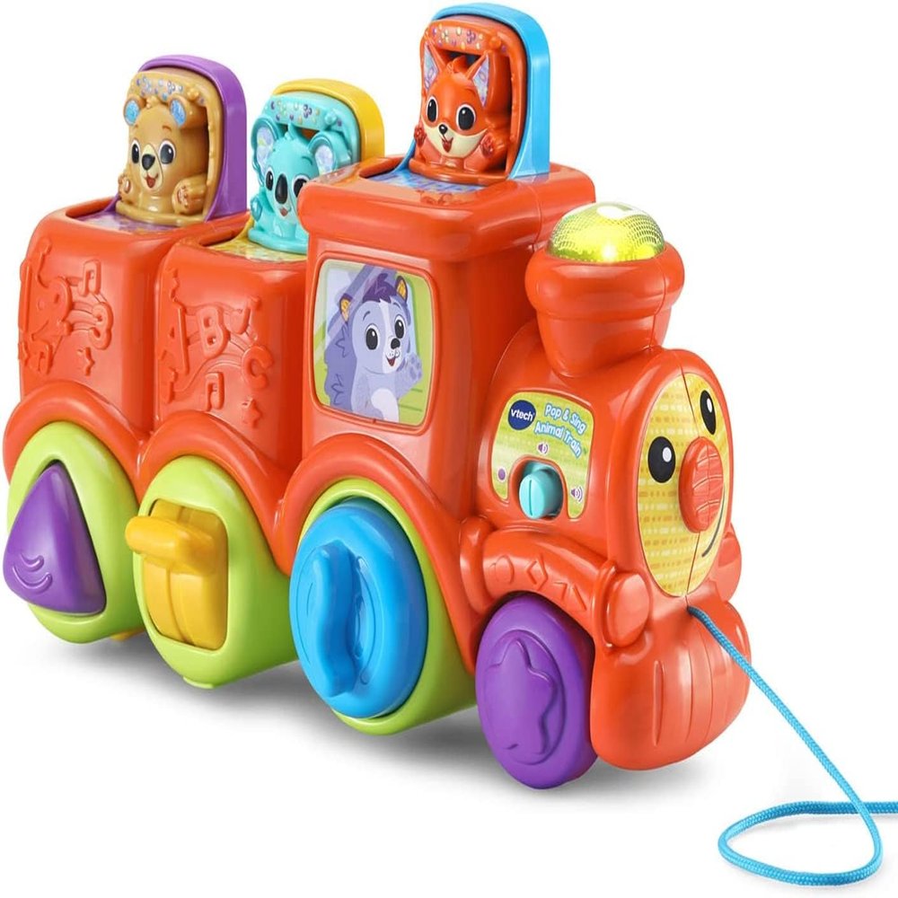 VTech Pop & Sing Animal Train | Push & Pull Toy Train with Animal Sounds & Music | Suitable for Ages 6-36 Months, English Version