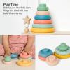 BabyToLove Stack & Learn Rings | Montessori Stacking Toy for Babies | 6 Soft Sensory Baby Rings for Learning & Development | Early Childhood Stacking Toy | Fun Shapes view 3
