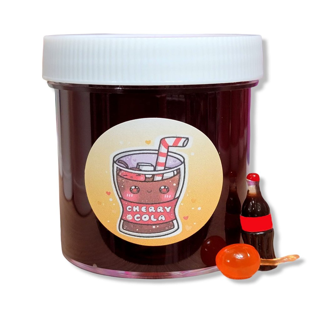 Cherry Soda Clear Slime for Kids Ages 8+ 4oz Handmade Scented Slime with Cube, Cherry & Cola Charms Thick, Glossy & Stretchy Sensory Toy - Hoshimi Slimes