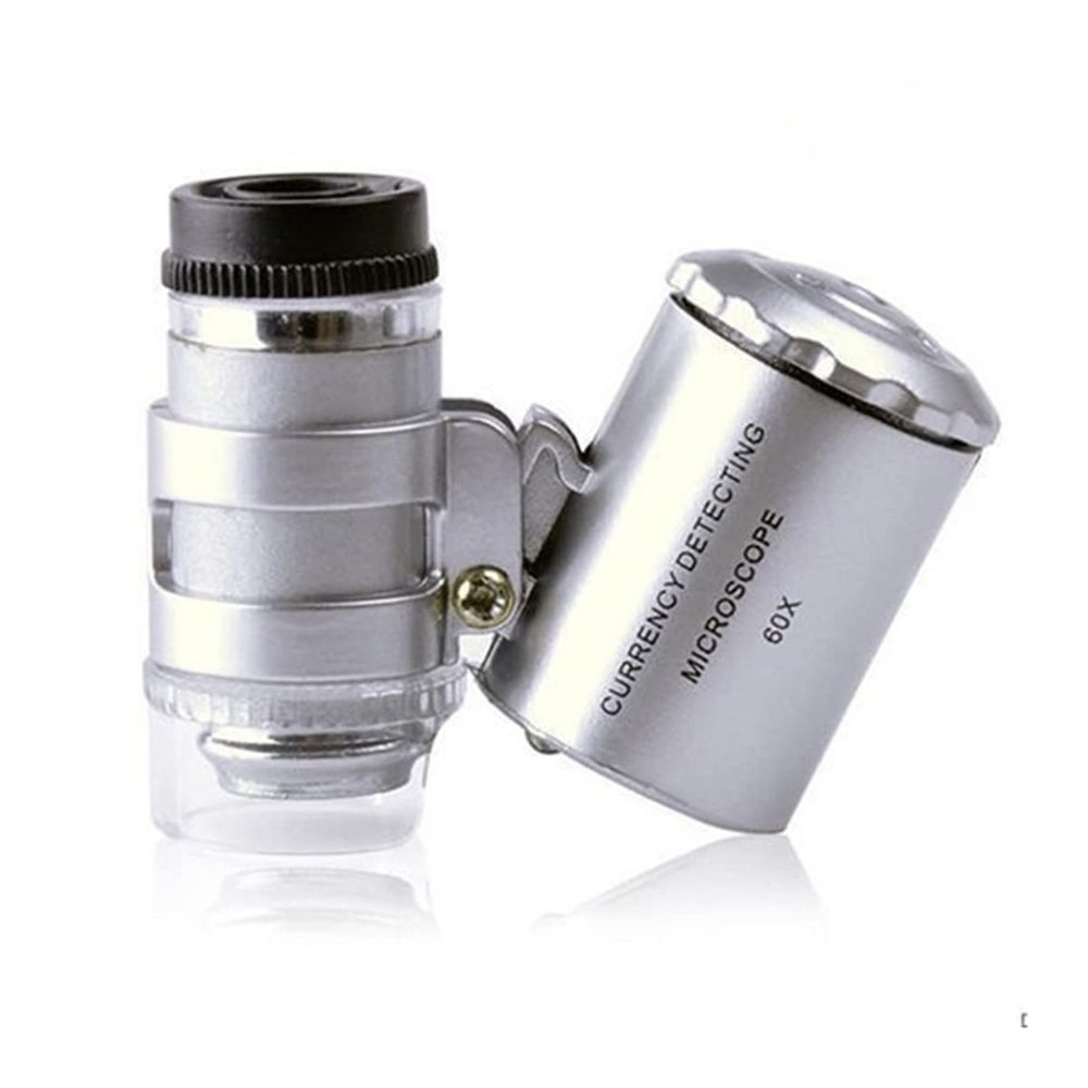 Microscope Accessories Kit Mini 60X Magnifier Microscope with LED Light Microscope Slides