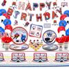 Hockey Party Supplies - Ice Hockey Birthday Party Set Including Plates, Cups, Napkins, Tableware, Tablecloth, Hanging Swirl, Balloons, Banner for Kid's Hockey Fans Birthday Gameday - Serves 20 view 1