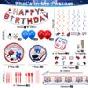Hockey Party Supplies - Ice Hockey Birthday Party Set Including Plates, Cups, Napkins, Tableware, Tablecloth, Hanging Swirl, Balloons, Banner for Kid's Hockey Fans Birthday Gameday - Serves 20 view 2