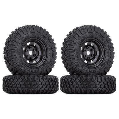 LAFEINA 4PCS 1.55 inch Metal Beadlock Wheel Rim and 85mm Rubber Tire Tyres for 1:10 RC Crawler Car D90 TF2 Tamiya CC01 LC70 MST JIMNY 90069 (Black)