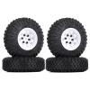 LAFEINA 4PCS 1.55 inch Metal Beadlock Wheel Rim and 85mm Rubber Tire Tyres for 1:10 RC Crawler Car D90 TF2 Tamiya CC01 LC70 MST JIMNY 90069 (White) view 1