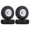 LAFEINA 4PCS 85mm Rubber Tire and 1.55 inch Metal Alloy Beadlock Wheel Rim for 1:10 RC Crawler Car D90 TF2 Tamiya CC01 LC70 MST JIMNY 90069 (Silver) view 1