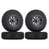 LAFEINA 4PCS 85mm Rubber Tire and 1.55 inch Metal Alloy Beadlock Wheel Rim for 1:10 RC Crawler Car D90 TF2 Tamiya CC01 LC70 MST JIMNY 90069 (Black) view 1