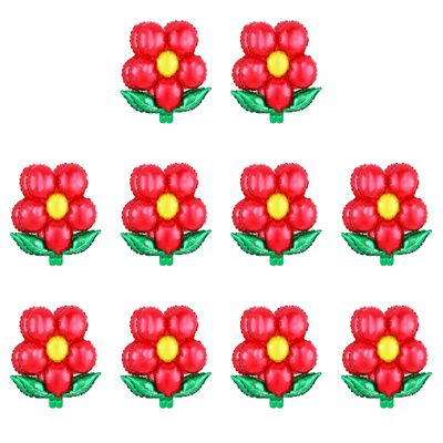 20 Pcs Beautiful Flower foil Balloons, 20 inch Floral Balloons for Wedding Birthday Party Decorations (Can't Float) (Red)