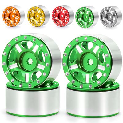 RC-Hub 4Pcs Aluminum Alloy 1.0" Micro Beadlock Wheels for 1/24 Axial SCX24 90081 AXI00001 AXI00002 RC Crawler Car (Green)