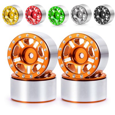 RC-Hub 4Pcs Aluminum Alloy 1.0" Micro Beadlock Wheels for 1/24 Axial SCX24 90081 AXI00001 AXI00002 RC Crawler Car (Orange)