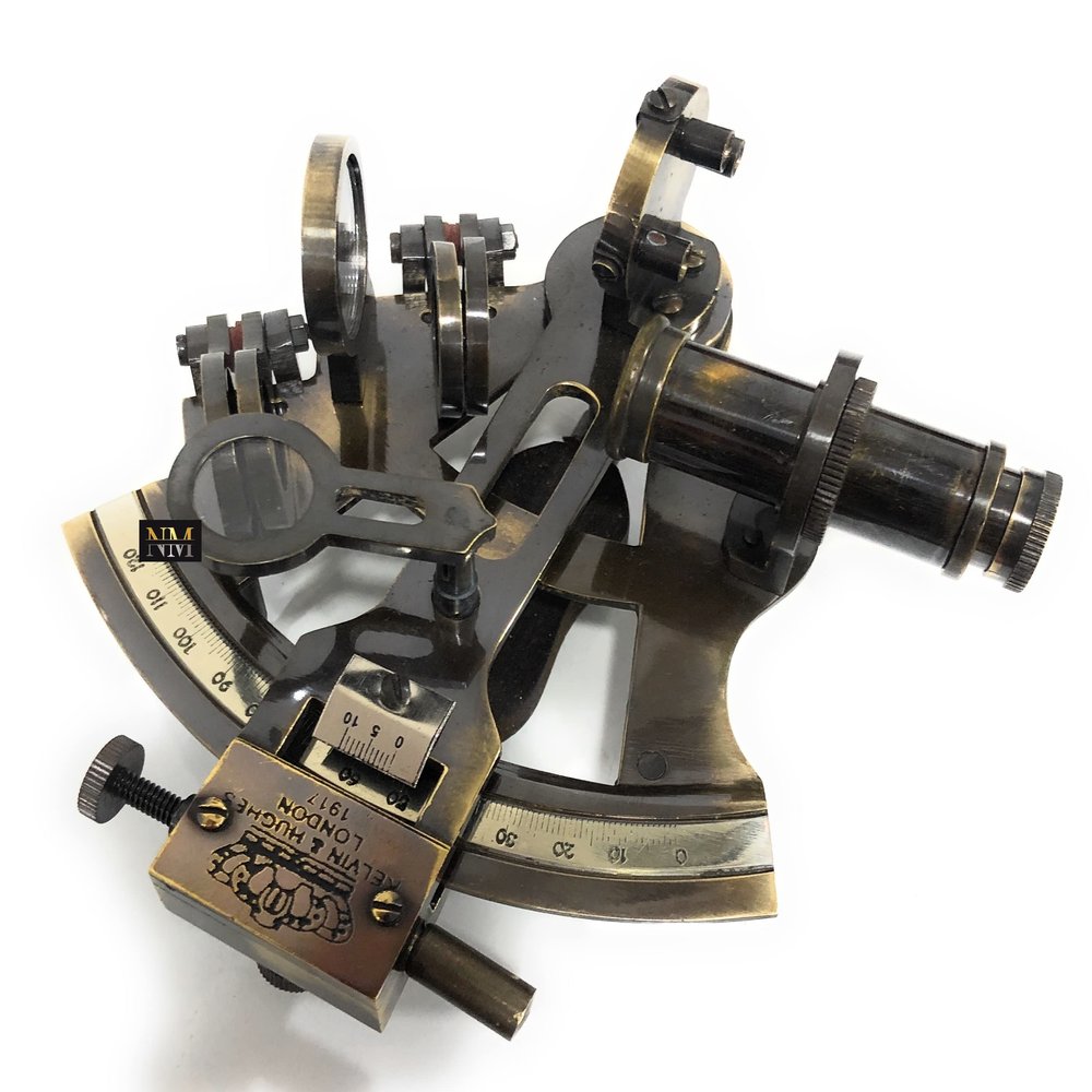 Maritime Kelvin & Hughes 1917 London Antique Brass Nautical Ship Sextant Vintage Style Nautical Instruments (Antique, With Glass Box)