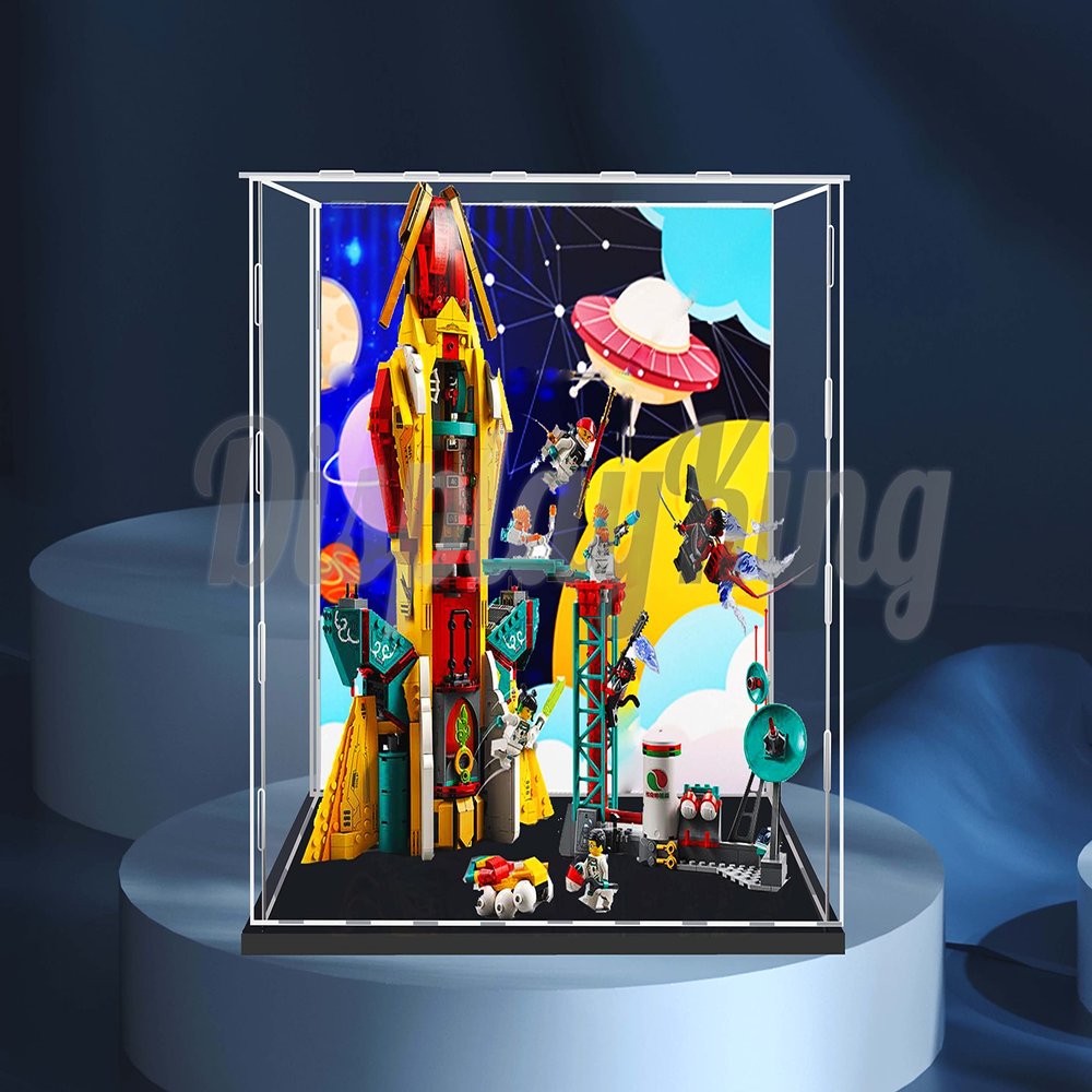 Acrylic Display case for Monkie Kid's Galactic Explorer 80035 (Model Set is not Included) (with Theme Background)