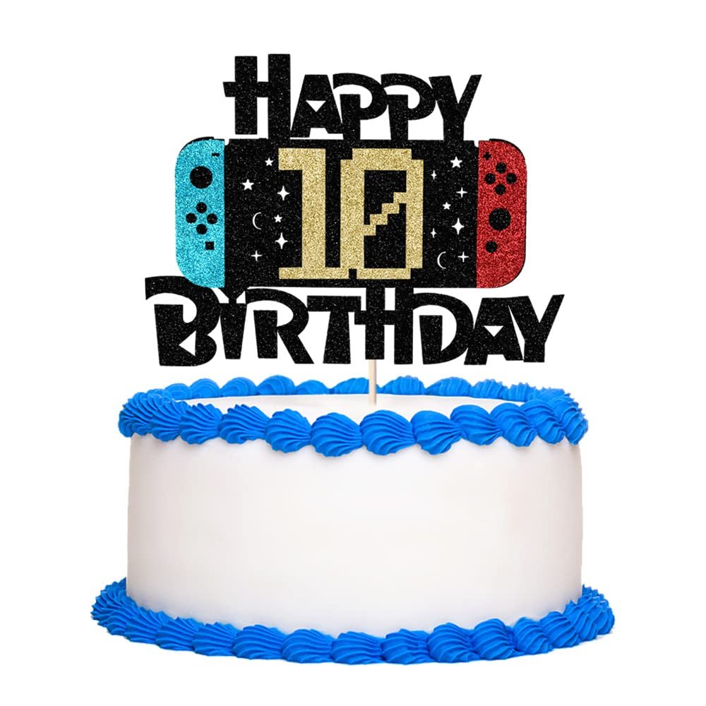 Bekaterea Video Game Happy 10th Birthday Cake TopperVideo Game Boy's 10th Birthday Level Up Party Cake decorationboy girl gamer cake decoration Supplies