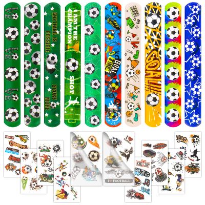 30Pcs Soccer Slap Bracelets Party Favors With Tattoo - Birthday Gifts and Decorations Snap Band for Kids Boys